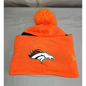 New Era Denver Broncos NFL Knit Pom Beanie Hat One Size Orange Gray Navy